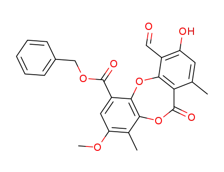 4-Formyl-3-hydroxy-8-methoxy-1,9-dimethyl-11-oxo-11H-dibenzo[b,e][1,4]dioxepine-6-carboxylic acid benzyl ester