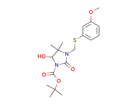 Molecular Structure of 873193-21-6 (1-Imidazolidinecarboxylic acid,
5-hydroxy-3-[[(3-methoxyphenyl)thio]methyl]-4,4-dimethyl-2-oxo-,
1,1-dimethylethyl ester)