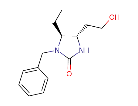 Molecular Structure of 944914-05-0 ((4S,5S)-4-(2-hydroxyethyl)-5-(1-methylethyl)-1-phenylmethyl-imidazolidin-2-one)