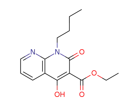 Molecular Structure of 139094-84-1 (1,8-Naphthyridine-3-carboxylic acid,
1-butyl-1,2-dihydro-4-hydroxy-2-oxo-, ethyl ester)