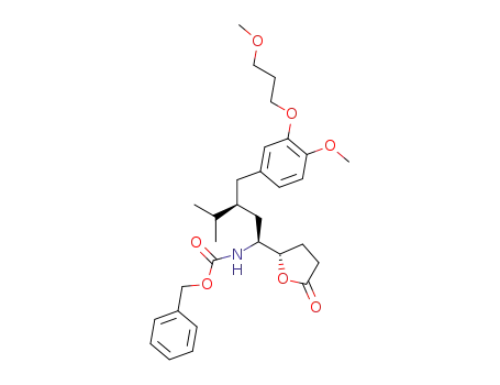 Molecular Structure of 900811-45-2 ([(1S,3S)-3-[[4-Methoxy-3-(3-methoxypropoxy)phenyl]methyl]-4-methyl-1-[(2S)-tetrahydro-5-oxo-2-furanyl]pentyl]carbamic Acid Benzyl Ester)