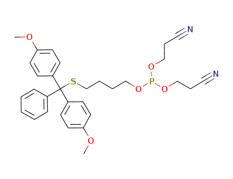 Phosphorous acid, 4-[[bis(4-methoxyphenyl)phenylmethyl]thio]butyl
bis(2-cyanoethyl) ester