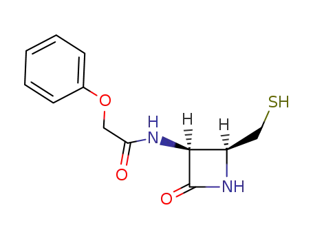 Molecular Structure of 62676-10-2 (Acetamide, N-[2-(mercaptomethyl)-4-oxo-3-azetidinyl]-2-phenoxy-,
trans-)