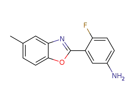 Molecular Structure of 423754-97-6 (4-fluoro-3-(5-methyl-benzooxazol-2-yl)-phenylamine)