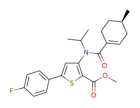 (4R)-5-(4-fluoro-phenyl)-3-[isopropyl-(4-methyl-cyclohex-1-enecarbonyl)-amino]-thiophen-2-carboxylic acid methyl ester
