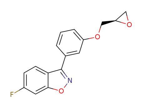 Molecular Structure of 330670-94-5 ((R)-6-fluoro-3-(3-oxiranylmethoxy-phenyl)-benzo[d]isoxazole)