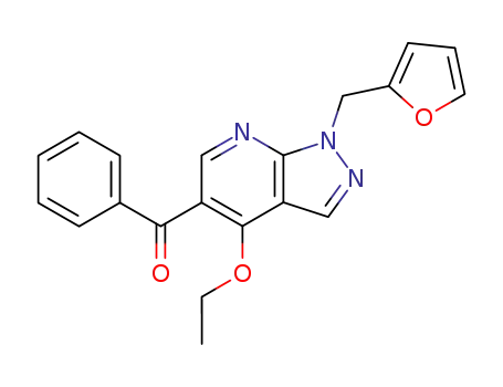 Molecular Structure of 56352-01-3 (Methanone,
[4-ethoxy-1-(2-furanylmethyl)-1H-pyrazolo[3,4-b]pyridin-5-yl]phenyl-)
