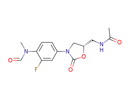Molecular Structure of 324788-66-1 (5-(S)-acetamidomethyl-3-[4'-(N-methylformamido)-3'-fluorophenyl]oxazolidine-2-one)