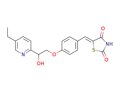 Molecular Structure of 471295-99-5 ((5Z)-5-{4-[2-(5-ethylpyridin-2-yl)-2-hydroxyethoxy]benzylidene}-1,3-thiazolidine-2,4-dione)