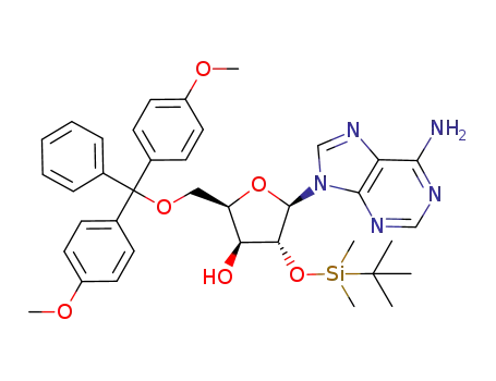 Molecular Structure of 1005482-75-6 (9-[2'-O-tert-butyldimethylsilyl-5'-O-(4,4'-dimethoxytrityl)-xylofuranosyl]adenine)