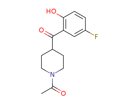 Molecular Structure of 84162-84-5 (1-[4-(5-Fluoro-2-hydroxybenzoyl)-1-piperidinyl]-ethanone)
