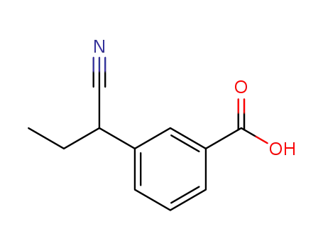 Molecular Structure of 64379-72-2 (Benzoic acid, 3-(1-cyanopropyl)-)