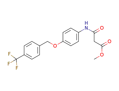 Molecular Structure of 630412-72-5 (Propanoic acid,
3-oxo-3-[[4-[[4-(trifluoromethyl)phenyl]methoxy]phenyl]amino]-, methyl
ester)