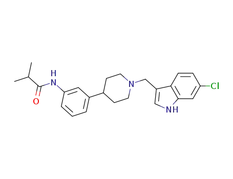 Molecular Structure of 486446-41-7 (Propanamide,
N-[3-[1-[(6-chloro-1H-indol-3-yl)methyl]-4-piperidinyl]phenyl]-2-methyl-)