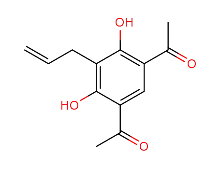 Molecular Structure of 75631-42-4 (1-(5-ACETYL-3-ALLYL-2,4-DIHYDROXYPHENYL)ETHAN-1-ONE)