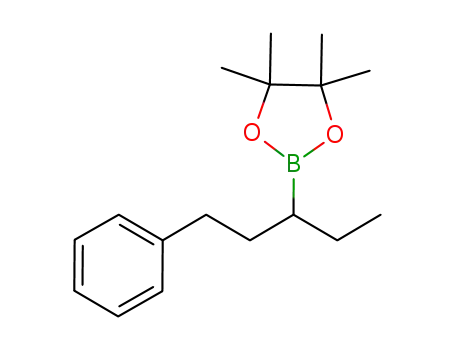 Molecular Structure of 1352127-75-3 (4,4,5,5-tetramethyl-2-(1-phenylpentan-3-yl)-1,3,2-dioxaborolane)