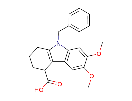 Molecular Structure of 59632-33-6 (1H-Carbazole-4-carboxylic acid,
2,3,4,9-tetrahydro-6,7-dimethoxy-9-(phenylmethyl)-)