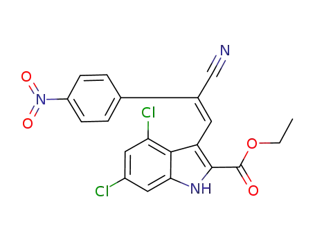 1H-Indole-2-carboxylic acid,
4,6-dichloro-3-[(1E)-2-cyano-2-(4-nitrophenyl)ethenyl]-, ethyl ester