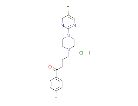 Molecular Structure of 99931-58-5 (1-(4-fluorophenyl)-4-[4-(5-fluoropyrimidin-2-yl)piperazin-1-yl]butan-1-one hydrochloride (1:1))