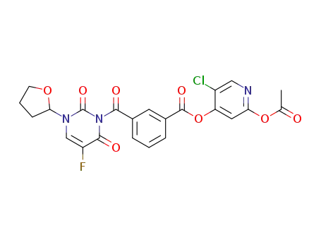 Molecular Structure of 103767-57-3 (3-[3-(2-acetoxy-5-chloro-4-pyridyloxycarbonyl)-benzoyl]-5-fluoro-1-(2-tetrahydrofuranyl)uracil)