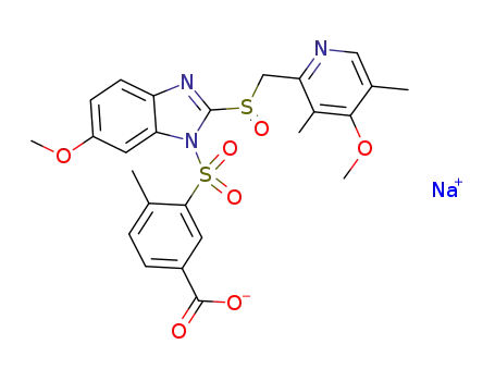 Benzoic acid,
3-[[6-methoxy-2-[[(4-methoxy-3,5-dimethyl-2-pyridinyl)methyl]sulfinyl]-1H
-benzimidazol-1-yl]sulfonyl]-4-methyl-, sodium salt