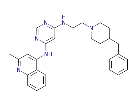 Molecular Structure of 758713-89-2 (4,6-Pyrimidinediamine,
N-(2-methyl-4-quinolinyl)-N'-[2-[4-(phenylmethyl)-1-piperidinyl]ethyl]-)