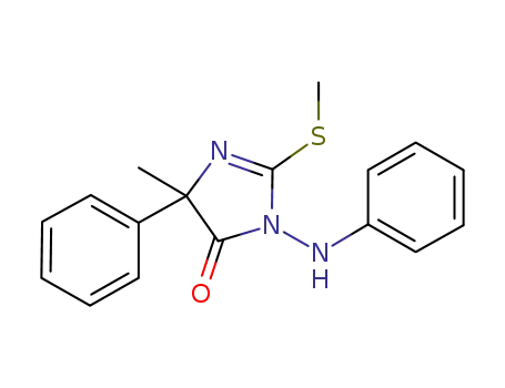 Molecular Structure of 151022-37-6 (4H-Imidazol-4-one,
3,5-dihydro-5-methyl-2-(methylthio)-5-phenyl-3-(phenylamino)-)