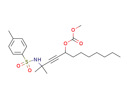 Molecular Structure of 139448-33-2 (Carbonic acid, methyl
1-[3-methyl-3-[[(4-methylphenyl)sulfonyl]amino]-1-butynyl]octyl ester)