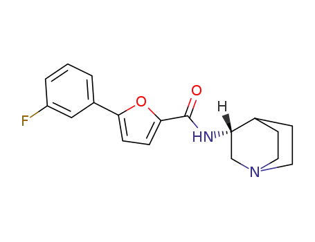 Molecular Structure of 355384-76-8 ((R)-N-(1-Azabicyclo[2.2.2]oct-3-yl)(5-(3-fluorophenyl)furan-2-carboxamide))