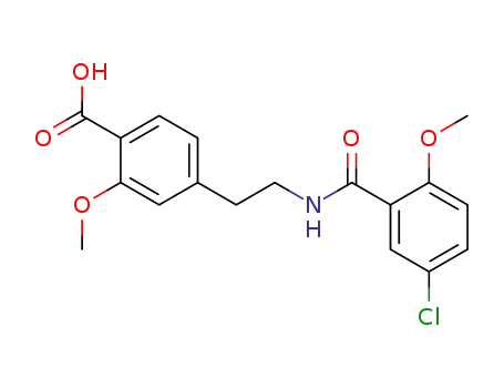 Molecular Structure of 60531-32-0 (4-(2-<5-Chloro-2-methoxy-benzamido>-ethyl)-2-methoxybenzoic acid)