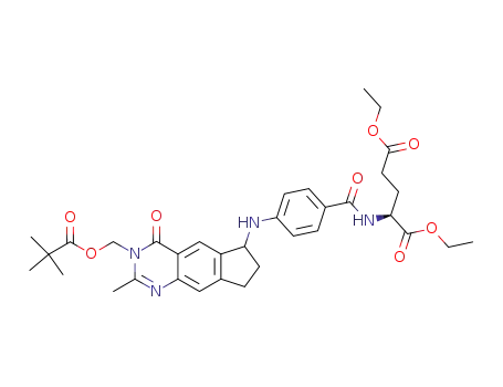 diethyl N-{p-[N-((6RS)-2-methyl-4-oxo-3-pivaloyloxymethyl-3,4,7,8-tetrahydro-6H-cyclopenta[g]quinazolin-6-yl)amino]benzoyl}-L-glutamate