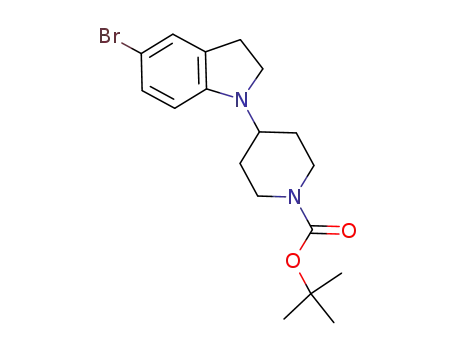 Molecular Structure of 401565-86-4 (tert-butyl 4-(5-bromo-2,3-dihydro-1H-indol-1-yl)piperidine-1-carboxylate)