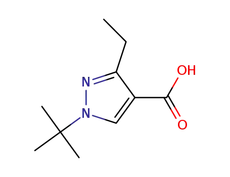 Molecular Structure of 682757-48-8 (1H-Pyrazole-4-carboxylic acid, 1-(1,1-dimethylethyl)-3-ethyl-)