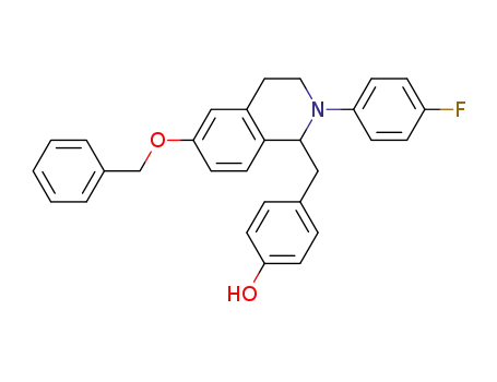 Molecular Structure of 295320-15-9 (2-(4-fluorophenyl)-1-(4-hydroxybenzyl)-6-(phenylmethoxy)-1,2,3,4-tetrahydroisoquinoline)