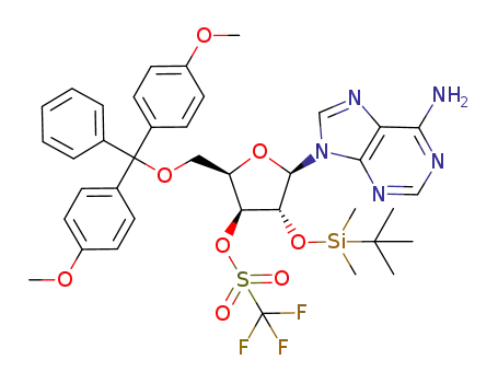 Molecular Structure of 1005482-78-9 (9-[2'-O-tert-butyldimethylsilyl-5'-O-(4,4'-dimethoxytrityl)-3'-O-trifluoromethanesulfonyl-xylofuranosyl]adenine)
