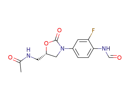 Molecular Structure of 324788-61-6 (5-(S)-Acetamidomethyl-3-[4'-formamido-3'-fluorophenyl]oxazolidine-2-one)