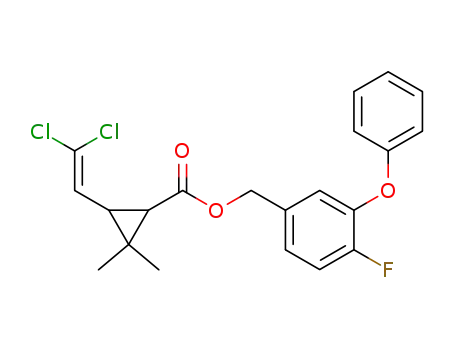 Molecular Structure of 68359-33-1 (3'-phenoxy-4'-fluoro-benzyl 2,2-dimethyl-3-(2,2-dichlorovinyl)-cyclopropane-carboxylate)