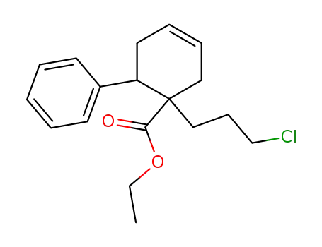 Molecular Structure of 111974-92-6 (3-Cyclohexene-1-carboxylic acid, 1-(3-chloropropyl)-6-phenyl-, ethyl
ester)