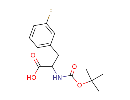 Molecular Structure of 87184-23-4 (2-[(TERT-BUTOXYCARBONYL)AMINO]-3-(3-FLUOROPHENYL)PROPANOIC ACID)