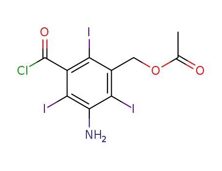 Molecular Structure of 250781-45-4 (5-Amino-3-acetoxymethyl-2,4,6-triiodobenzoyl chloride)