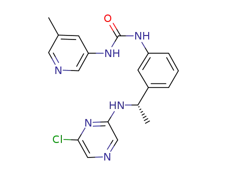 Molecular Structure of 1027253-94-6 (N-(3-{(1S)-1-[(6-chloropyrazin-2-yl)amino]ethyl}phenyl)-N'-(5-methylpyridin-3-yl)urea)