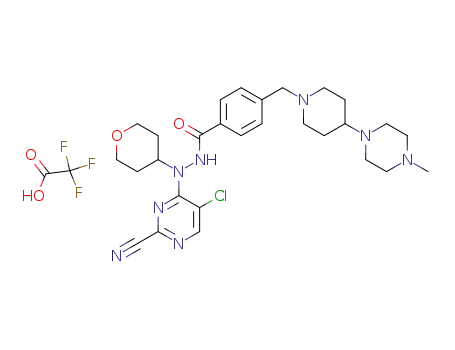 N'-(5-chloro-2-cyano-4-pyrimidinyl)-4-{[4-(4-methyl-1-piperazinyl)-1-piperidinyl]methyl}-N'-(tetrahydro-2H-pyran-4-yl)benzohydrazide trifluoroacetate