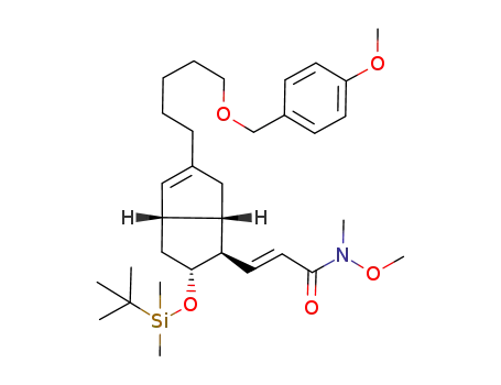 (E)-3-((1R,2R,3aS,6aS)-2-(tert-butyldimethylsilyloxy)-5-(5-(4-methoxybenzyloxy)pentyl)-1,2,3,3a,6,6a-hexahydropentalen-1-yl)-N-methoxy-N-methylacrylamide