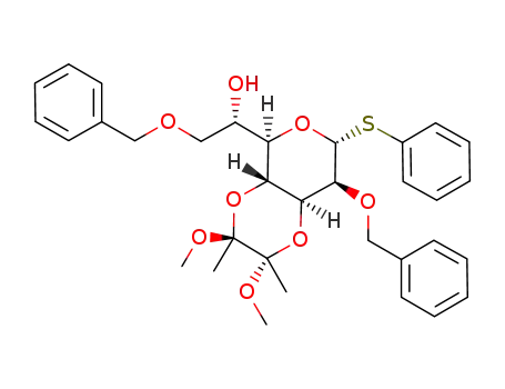 phenyl 2,7-di-O-benzyl-3,4-O-(2',3'-dimethoxybutane-2',3'-diyl)-L-glycero-1-thio-α-D-mannoheptopyranoside