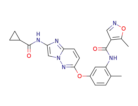 Molecular Structure of 1005782-77-3 (N-[5-({2-[(cyclopropylcarbonyl)amino]imidazo[1,2-b]pyridazin-6-yl}oxy)-2-methylphenyl]-5-methylisoxazole-4-carboxamide)