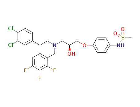 Molecular Structure of 457898-04-3 ((S)-1-(4-methanesulfonamidophenoxy)-3-(N-(2,3,4-trifluorobenzyl)-3,4-dichlorophenylethylamino)-2-propanol)