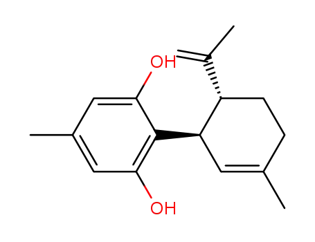 Molecular Structure of 35482-50-9 (5-METHYL-2-[(1R,6R)-3-METHYL-6-(1-METHYLETHENYL)-2-CYCLOHEXEN-1-YL]-1,3-BENZENEDIOL)