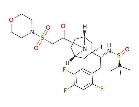 Molecular Structure of 1073923-27-9 ([S(S)]-N-[(1R)-1-(3-exo)-8-[2-(4-morpholinylsulfonyl)acetyl]-8-azabicyclo[3.2.1]oct-3-yl-2-(2,4,5-frifluorophenyl)ethyl]-2-methyl-2-propanesulfinamide)
