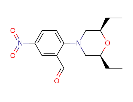 Molecular Structure of 679839-89-5 (Benzaldehyde, 2-[(2R,6S)-2,6-diethyl-4-morpholinyl]-5-nitro-, rel-)