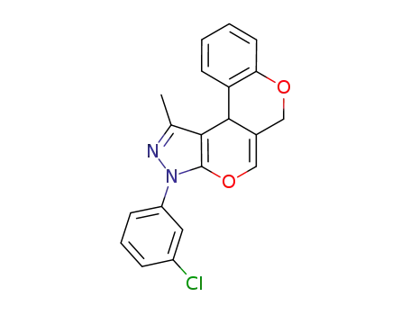 Molecular Structure of 1126527-54-5 (3-(3-chlorophenyl)-1-methyl-3,11b-dihydro-6H-chromeno[4',3':4,5]pyrano[2,3-c]pyrazole)